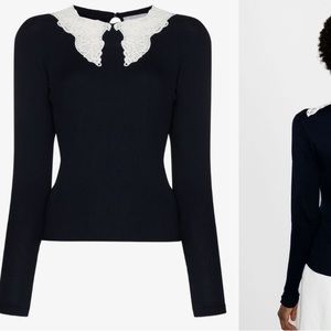 Guipure Lace Collar Sweater